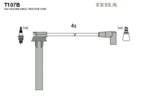 Комплект проводов зажигания, DODGE CARAVAN, CHRYSLER CIRRUS, TESLA (T107B)