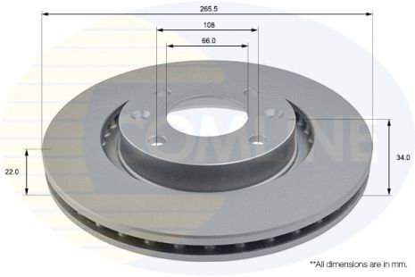 Диск тормозной VAUXHALL CORSA, OPEL CROSSLAND, COMLINE (ADC1518V)