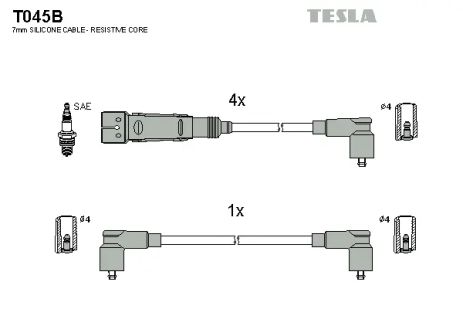 Комплект проводов зажигания, SEAT INCA, VW CADDY, TESLA (T045B)