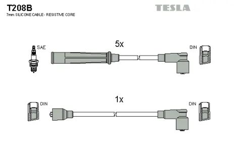 Комплект проводов зажигания, AUDI COUPE, TESLA (T208B)