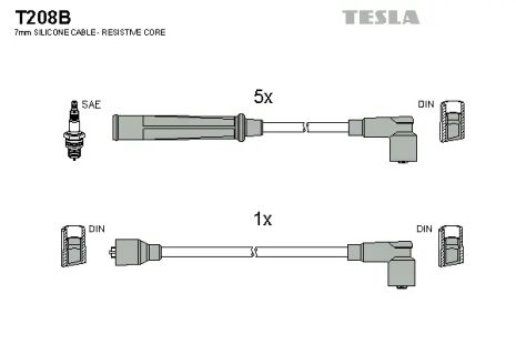 Комплект проводов зажигания, AUDI COUPE, TESLA (T208B)