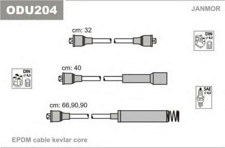 Провода зажигания JANMOR ODU204 (к-т) Opel