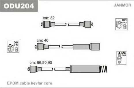 Провода зажигания JANMOR ODU204 (к-т) Opel