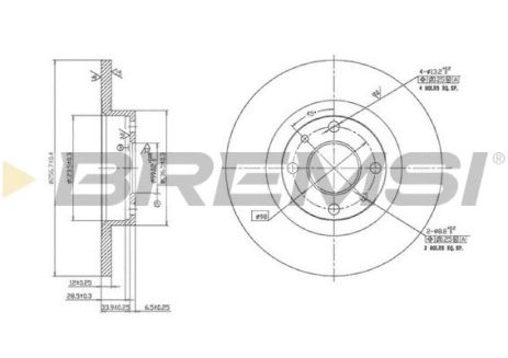 Диск гальмівний CHRYSLER YPSILON, NISSAN VANETTE, BREMSI (CD6141S)