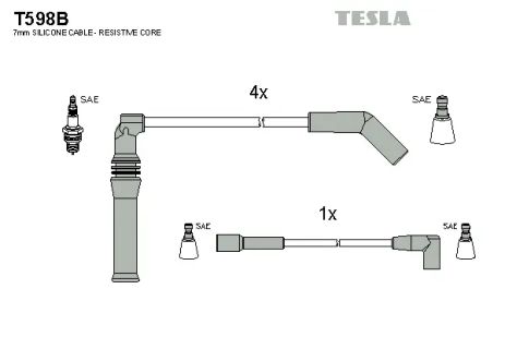 Комплект проводов зажигания, CITROËN BX, PEUGEOT 309, TESLA (T598B)