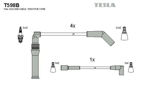 Комплект проводов зажигания, CITROËN BX, PEUGEOT 309, TESLA (T598B)