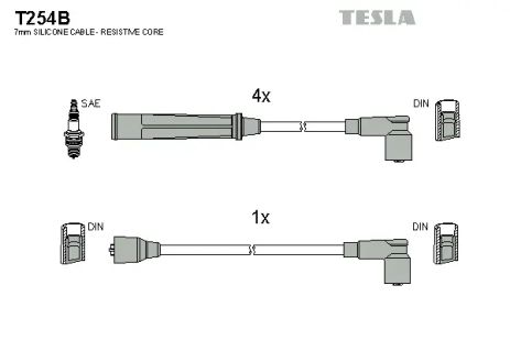 Комплект проводов зажигания, MITSUBISHI PAJERO, TESLA (T254B)