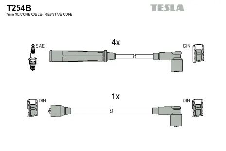 Комплект проводов зажигания, MITSUBISHI PAJERO, TESLA (T254B)