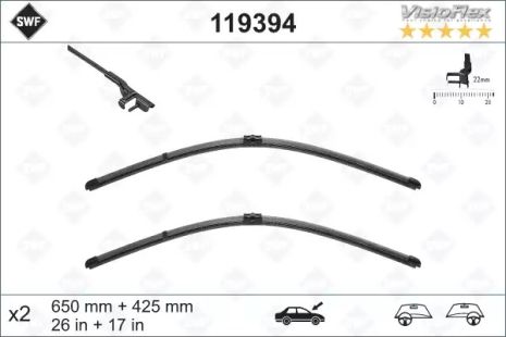 Щетка стеклоочистителя, PEUGEOT 1609355480, FORD 1465888, SWF (119394)