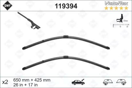 Щетка стеклоочистителя, PEUGEOT 1609355480, FORD 1465888, SWF (119394) Щетка стеклоочистителя, PEUGEOT 1609355480, FORD 1465888, SWF (119394)