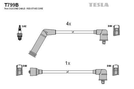 Комплект проводов зажигания, HYUNDAI H-1, TESLA (T799B)