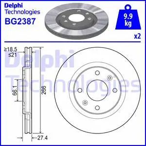 Диск тормозной PEUGEOT PARTNER, CITROËN BERLINGO, DELPHI (BG2387) Диск тормозной PEUGEOT PARTNER, CITROËN BERLINGO, DELPHI (BG2387)
