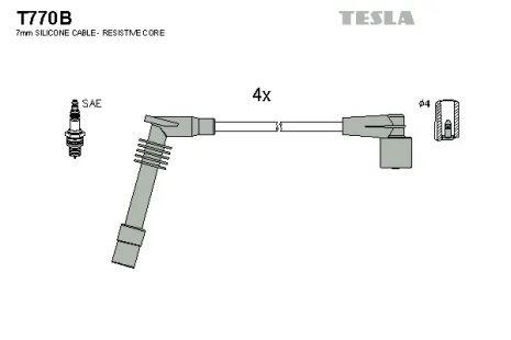 Комплект проводов зажигания, VAUXHALL FRONTERA, OPEL FRONTERA, TESLA (T770B)