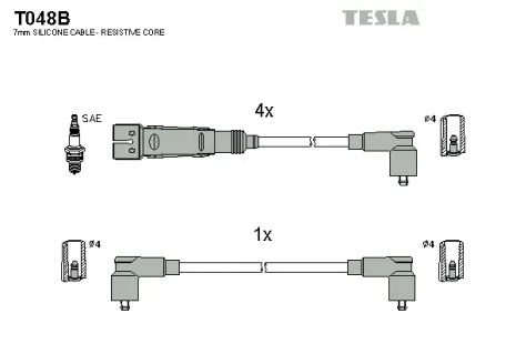 Комплект проводов зажигания, SEAT CORDOBA, VW POLO, TESLA (T048B)