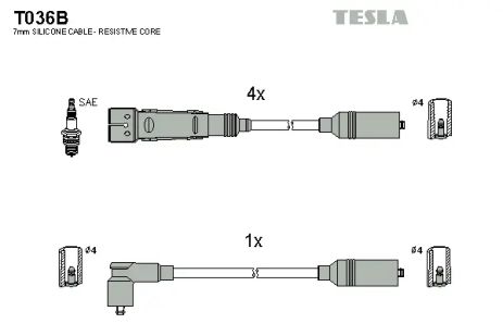Комплект проводов зажигания, VW VENTO, SEAT TOLEDO, TESLA (T036B)
