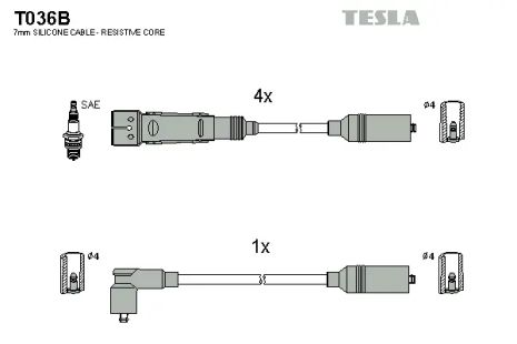 Комплект проводов зажигания, VW VENTO, SEAT TOLEDO, TESLA (T036B)