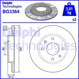 Диск тормозной CITROËN XSARA, PEUGEOT 206, DELPHI (BG3364) Диск тормозной CITROËN XSARA, PEUGEOT 206, DELPHI (BG3364)