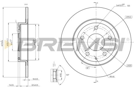Диск тормозной MAZDA 6, BREMSI (CD8477S)