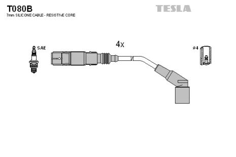 Комплект проводов зажигания, BMW 3, TESLA (T080B)