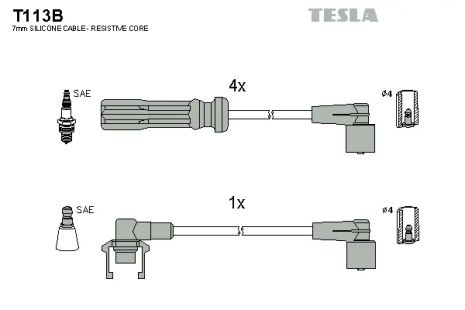 Комплект проводов зажигания, VOLVO 740, TESLA (T113B)