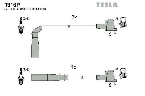 Комплект проводов зажигания, TOYOTA COROLLA, TESLA (T616P)