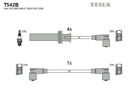 Комплект проводов зажигания, FIAT TIPO, LANCIA DEDRA, TESLA (T542B)