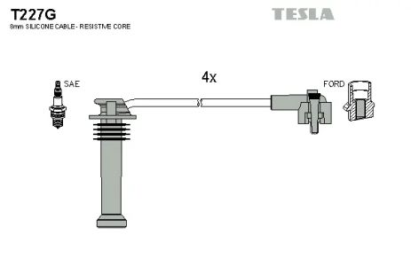 Комплект проводов зажигания, FORD ESCORT, TESLA (T227G)