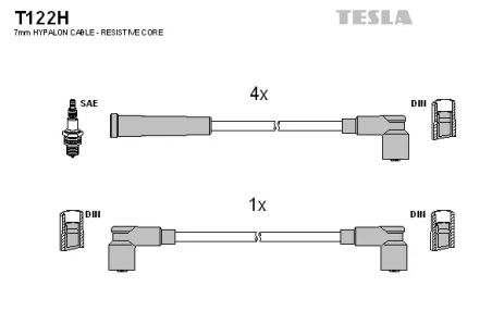 Комплект проводов зажигания, SKODA FAVORIT, TESLA (T122H)