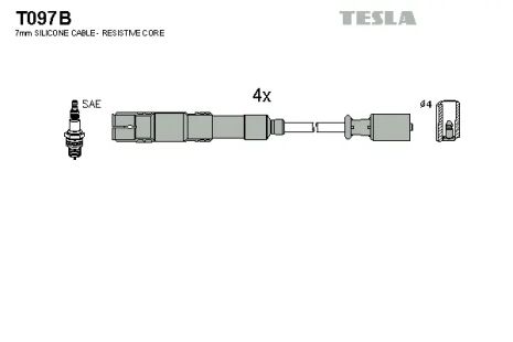 Комплект проводов зажигания, MERCEDES-BENZ B-CLASS, TESLA (T097B)