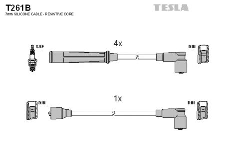 Комплект проводов зажигания, NISSAN SILVIA, TESLA (T261B)