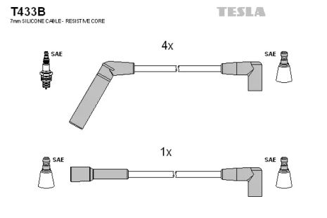 Комплект проводов зажигания, JEEP CHEROKEE, TESLA (T433B)