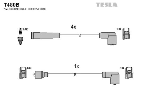 Комплект проводов зажигания, MAZDA 323, TESLA (T480B)