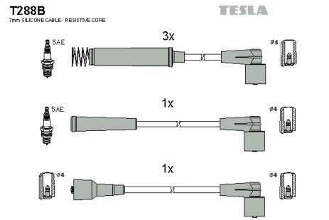 Комплект проводов зажигания, OPEL VECTRA, TESLA (T288B)