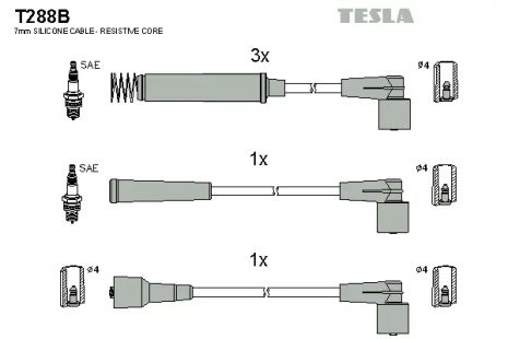 Комплект проводов зажигания, OPEL VECTRA, TESLA (T288B)