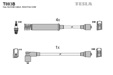 Комплект проводов зажигания, OPEL VECTRA, TESLA (T883B)