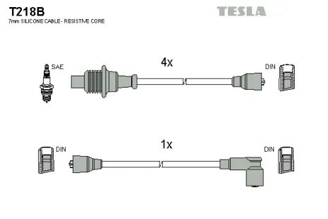 Комплект проводов зажигания, CITROËN VISA, PEUGEOT 205, TESLA (T218B)