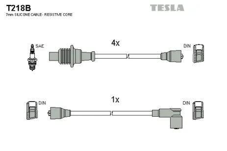 Комплект проводов зажигания, CITROËN VISA, PEUGEOT 205, TESLA (T218B)