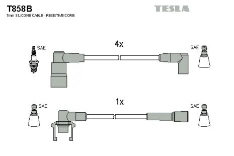 Комплект проводов зажигания, RENAULT 19, VOLVO 440, TESLA (T858B)