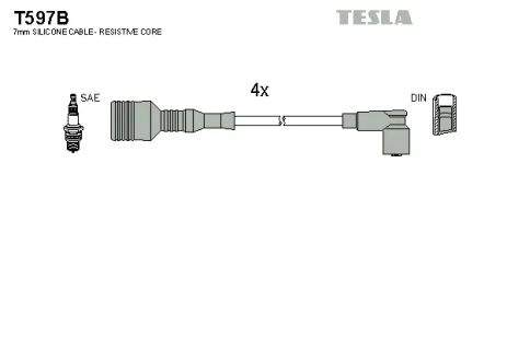 Комплект проводов зажигания, ALFA ROMEO, TESLA (T597B)