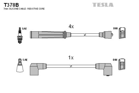 Комплект проводов зажигания, VOLVO 340-360, TESLA (T378B)