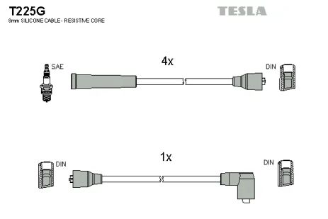 Комплект проводов зажигания, FORD FIESTA, TESLA (T225G)