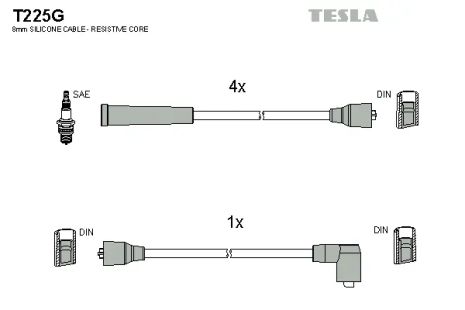 Комплект проводов зажигания, FORD FIESTA, TESLA (T225G)