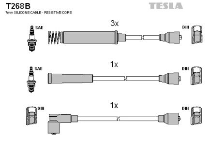 Комплект проводов зажигания, OPEL ASCONA, TESLA (T268B)