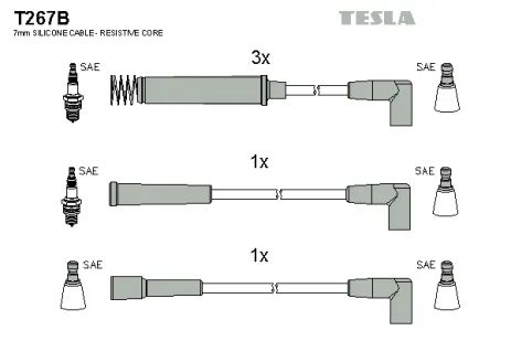 Комплект проводов зажигания, OPEL KADETT, TESLA (T267B)