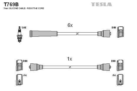 Комплект проводов зажигания, OPEL OMEGA, TESLA (T769B)
