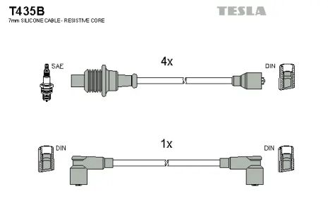 Комплект проводов зажигания, CITROËN BX, TESLA (T435B)