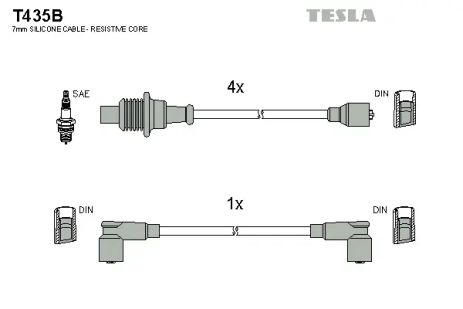 Комплект проводов зажигания, CITROËN BX, TESLA (T435B)