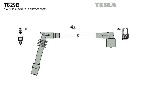 Комплект проводов зажигания, OPEL ASTRA, TESLA (T629B)