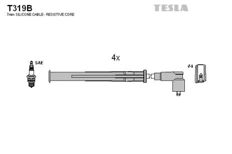 Комплект проводов зажигания, NISSAN KUBISTAR, RENAULT KANGOO, TESLA (T319B)