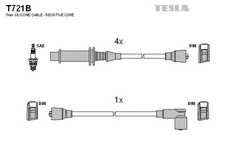 Комплект проводов зажигания, CITROËN VISA, TESLA (T721B)